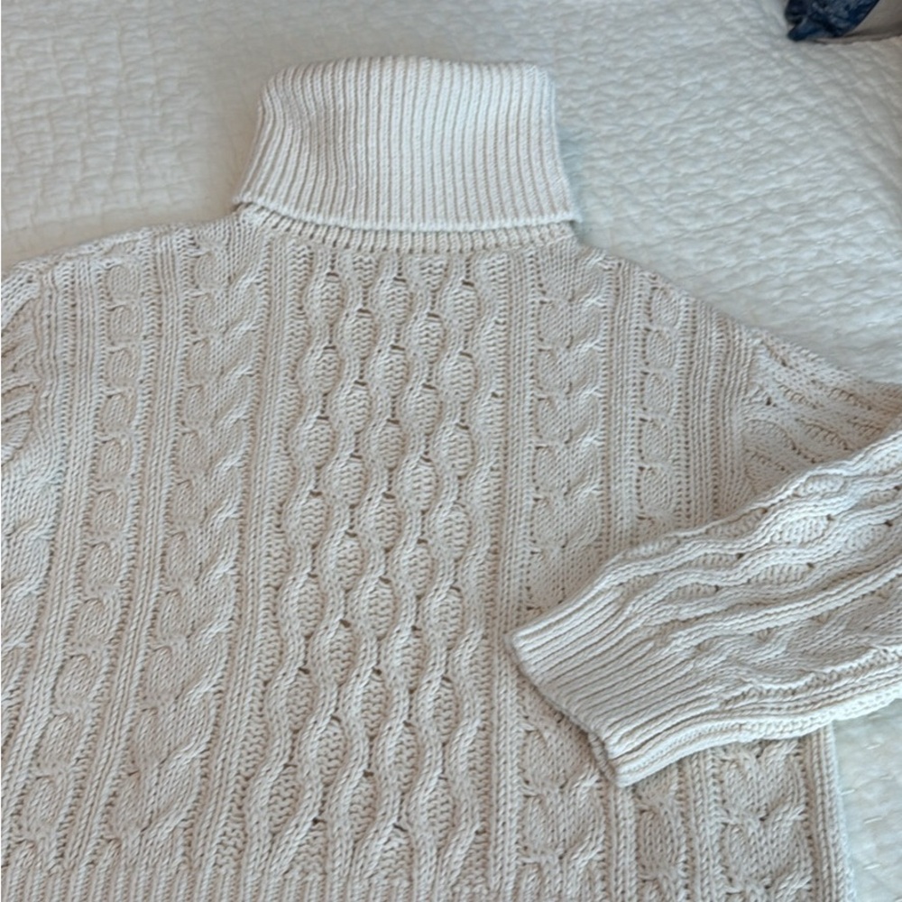 Pilcro Ivory Cable Knit Turtleneck Sweater